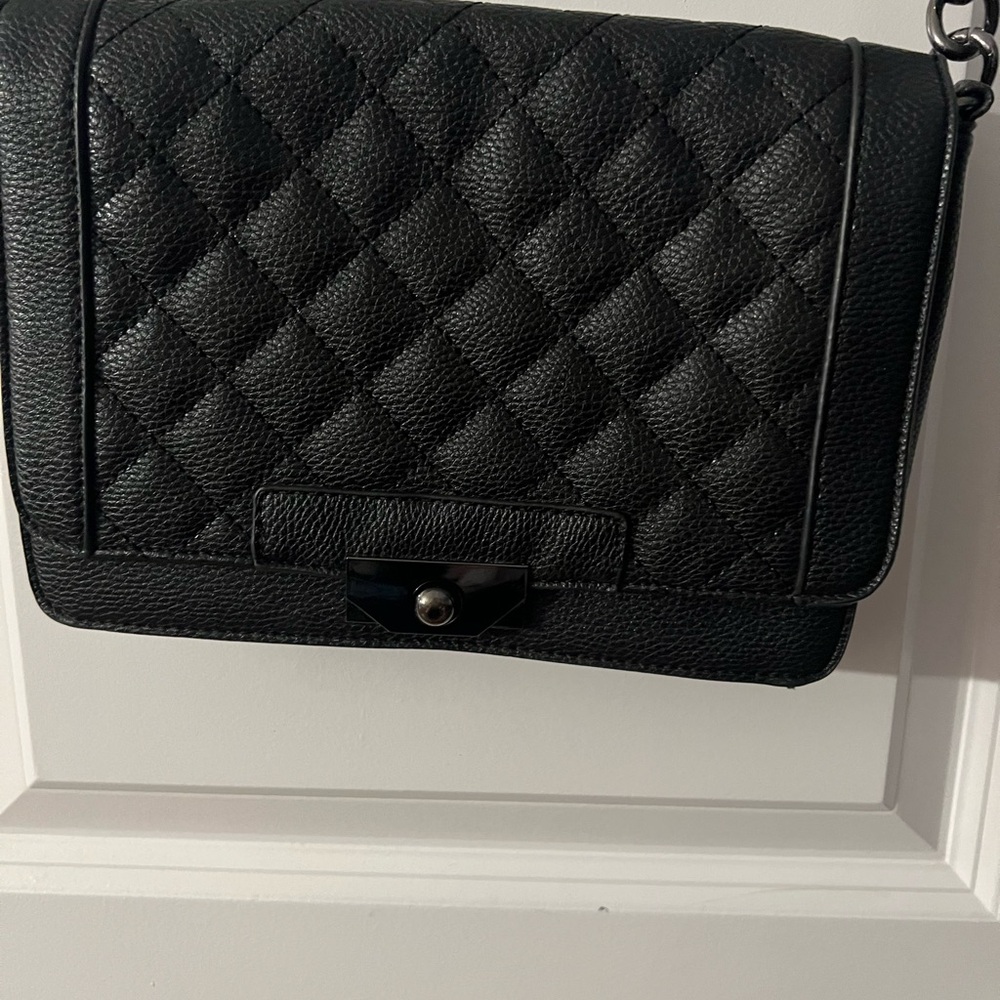 JustFab Black Quilted Crossbody Bag